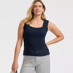 Women's Pointelle Square Neck Tank Sweater