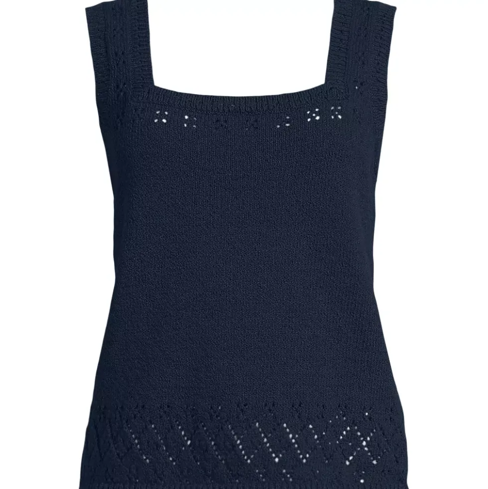 Women's Pointelle Square Neck Tank Sweater