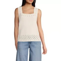 Women's Pointelle Square Neck Tank Sweater