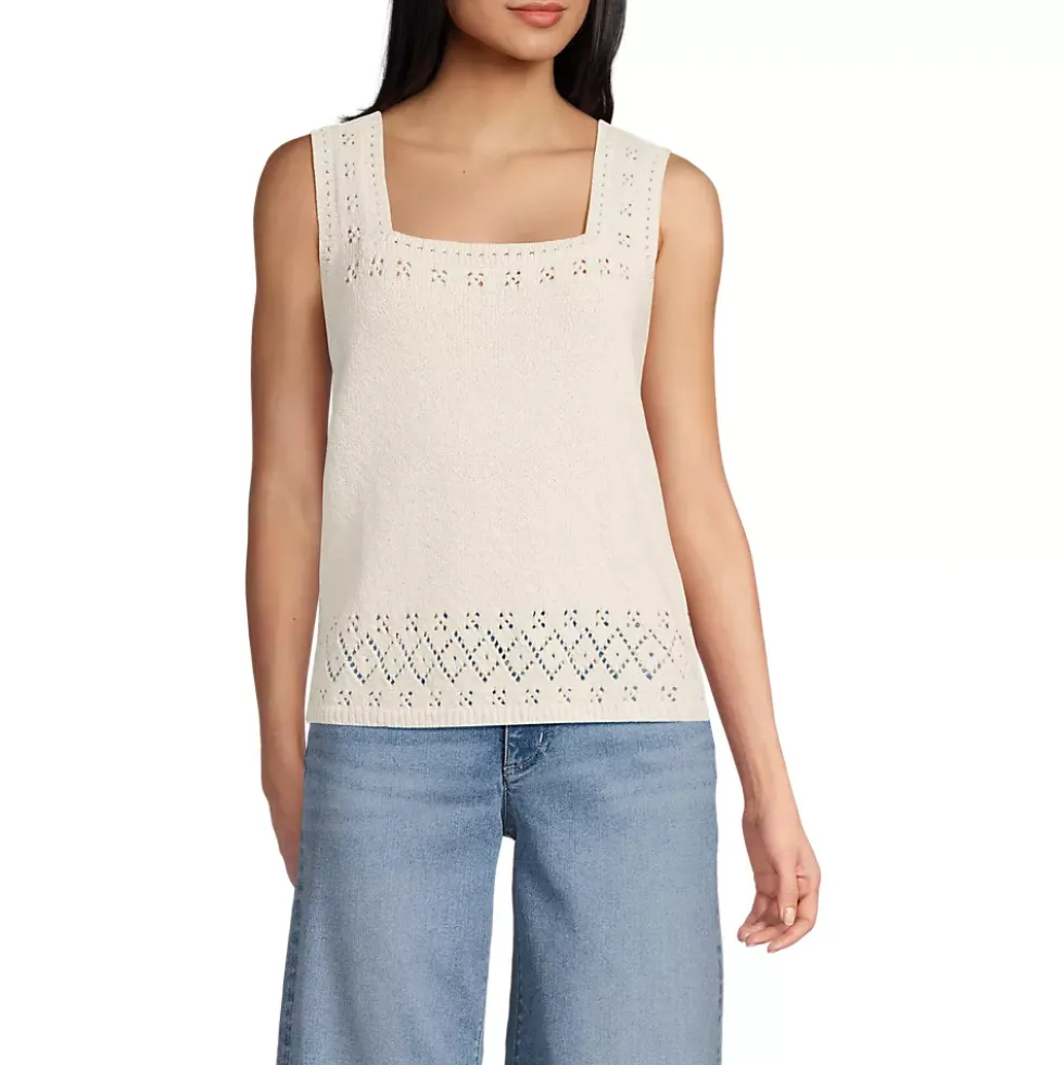 Women's Pointelle Square Neck Tank Sweater