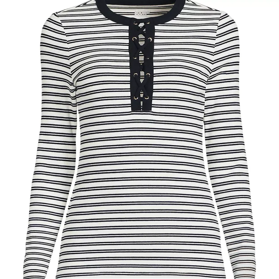 Women's Polished Rib Tie Henley Top