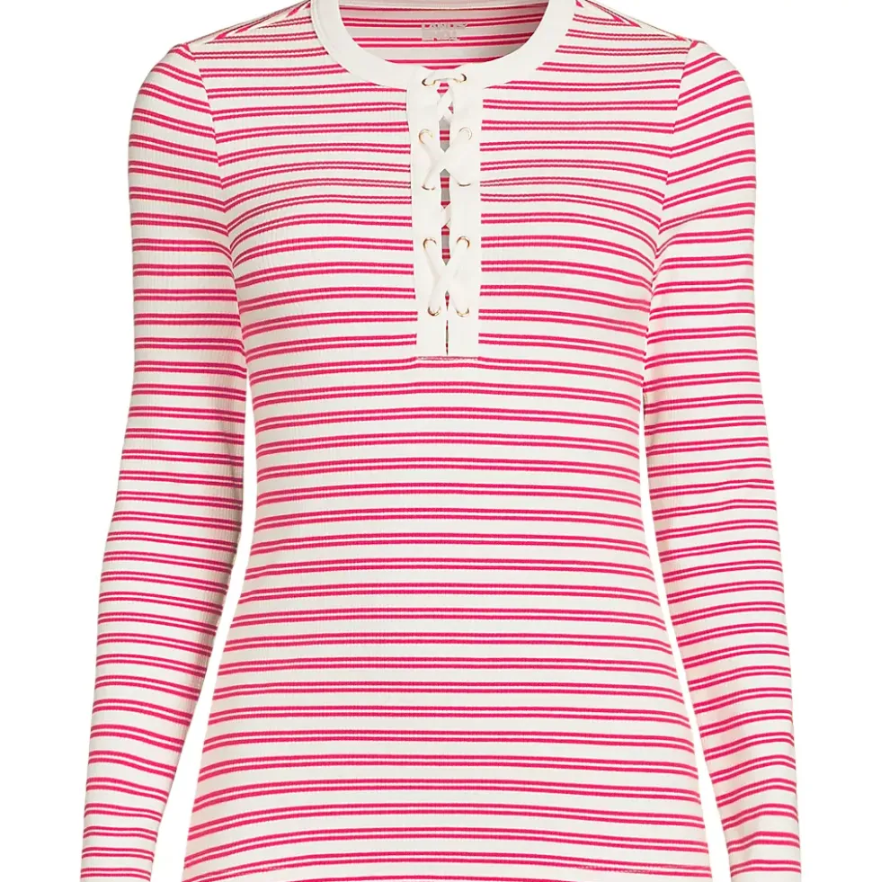 Women's Polished Rib Tie Henley Top