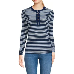 Women's Polished Rib Tie Henley Top