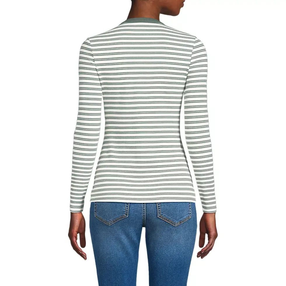 Women's Polished Rib Tie Henley Top