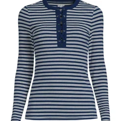 Women's Polished Rib Tie Henley Top