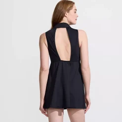 Women's Polo Collar Tie Front Swim Dress Swimsuit