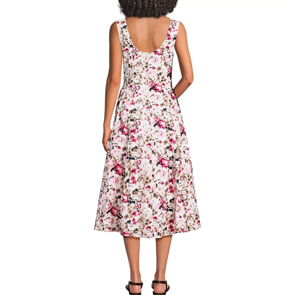Women's Poplin Boatneck Midi Dress