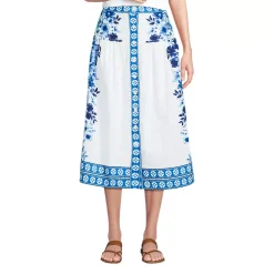 Women's Poplin Border Print Midi Skirt - Set Bottom