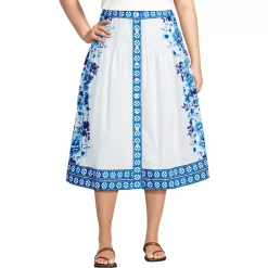 Women's Poplin Border Print Midi Skirt - Set Bottom