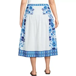 Women's Poplin Border Print Midi Skirt - Set Bottom