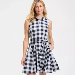 Women's Poplin Button Front Dress with Godets