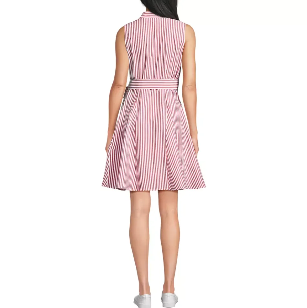 Women's Poplin Button Front Dress with Godets