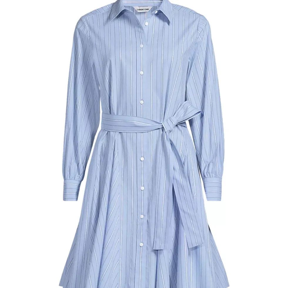 Women's Poplin Button Front Dress with Godets