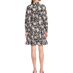 Women's Poplin Button Front Dress with Godets