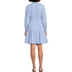 Women's Poplin Button Front Dress with Godets