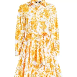 Women's Poplin Button Front Dress with Godets