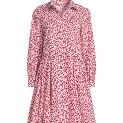 Women's Poplin Button Front Dress with Godets
