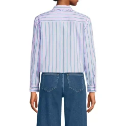 Women's Poplin Cropped Shirt with Ruffles