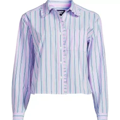 Women's Poplin Cropped Shirt with Ruffles