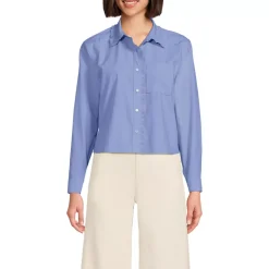 Women's Poplin Cropped Shirt with Ruffles