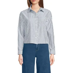 Women's Poplin Cropped Shirt with Ruffles