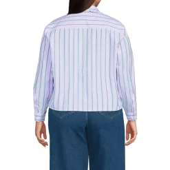 Women's Poplin Cropped Shirt with Ruffles