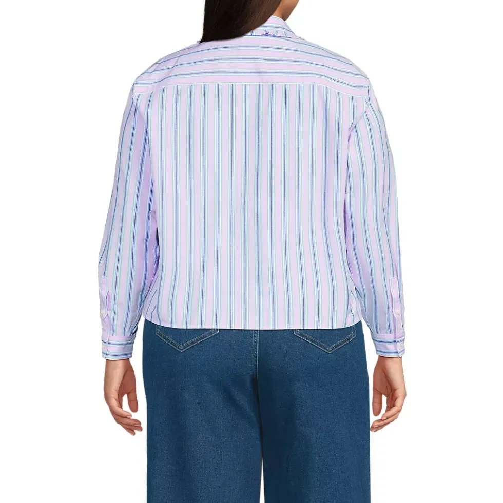 Women's Poplin Cropped Shirt with Ruffles