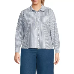 Women's Poplin Cropped Shirt with Ruffles