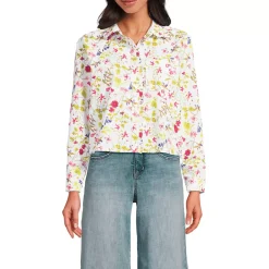 Women's Poplin Cropped Shirt with Ruffles