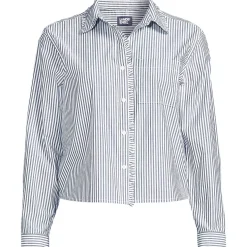 Women's Poplin Cropped Shirt with Ruffles
