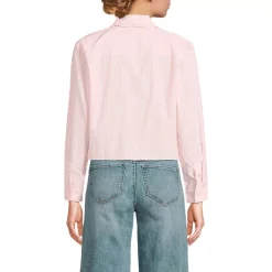 Women's Poplin Cropped Shirt with Ruffles