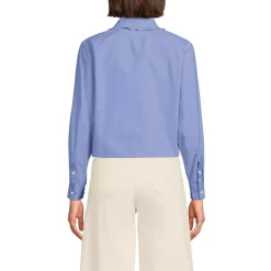 Women's Poplin Cropped Shirt with Ruffles