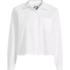 Women's Poplin Cropped Shirt with Ruffles