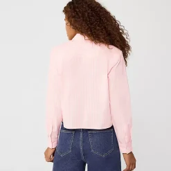 Women's Poplin Cropped Shirt with Ruffles
