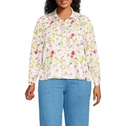 Women's Poplin Cropped Shirt with Ruffles