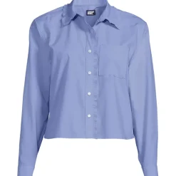 Women's Poplin Cropped Shirt with Ruffles