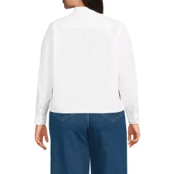 Women's Poplin Cropped Shirt with Ruffles