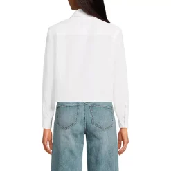 Women's Poplin Cropped Shirt with Ruffles