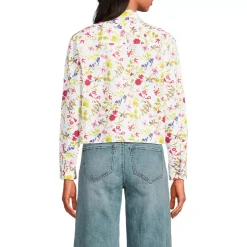 Women's Poplin Cropped Shirt with Ruffles