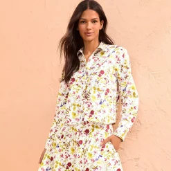 Women's Poplin Cropped Shirt with Ruffles