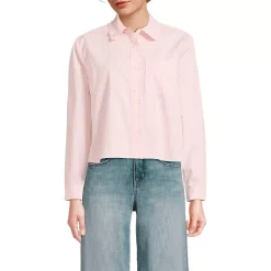 Women's Poplin Cropped Shirt with Ruffles