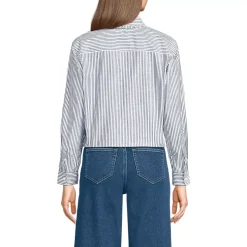 Women's Poplin Cropped Shirt with Ruffles