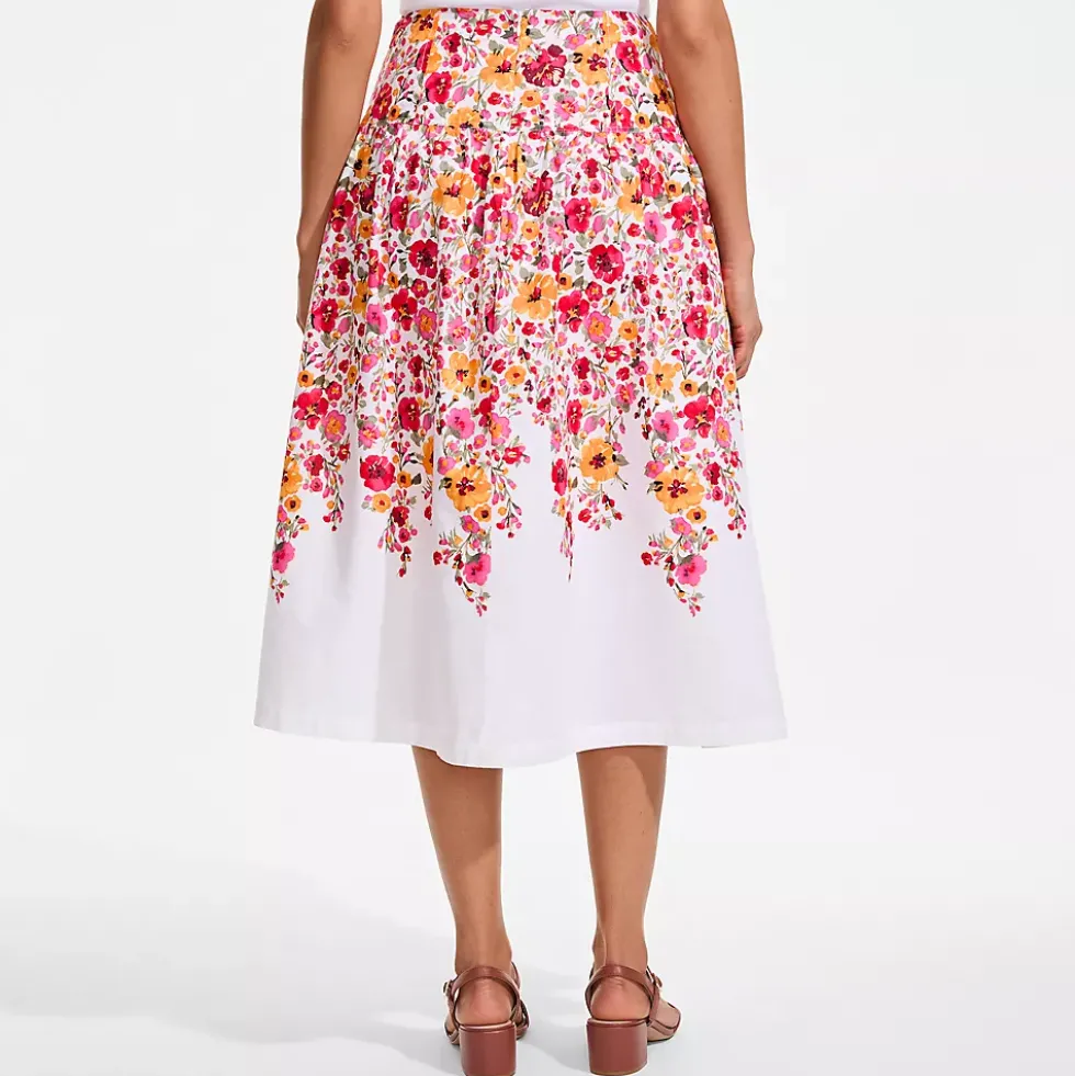 Women's Poplin Drop Waist Midi Skirt - Set Bottom