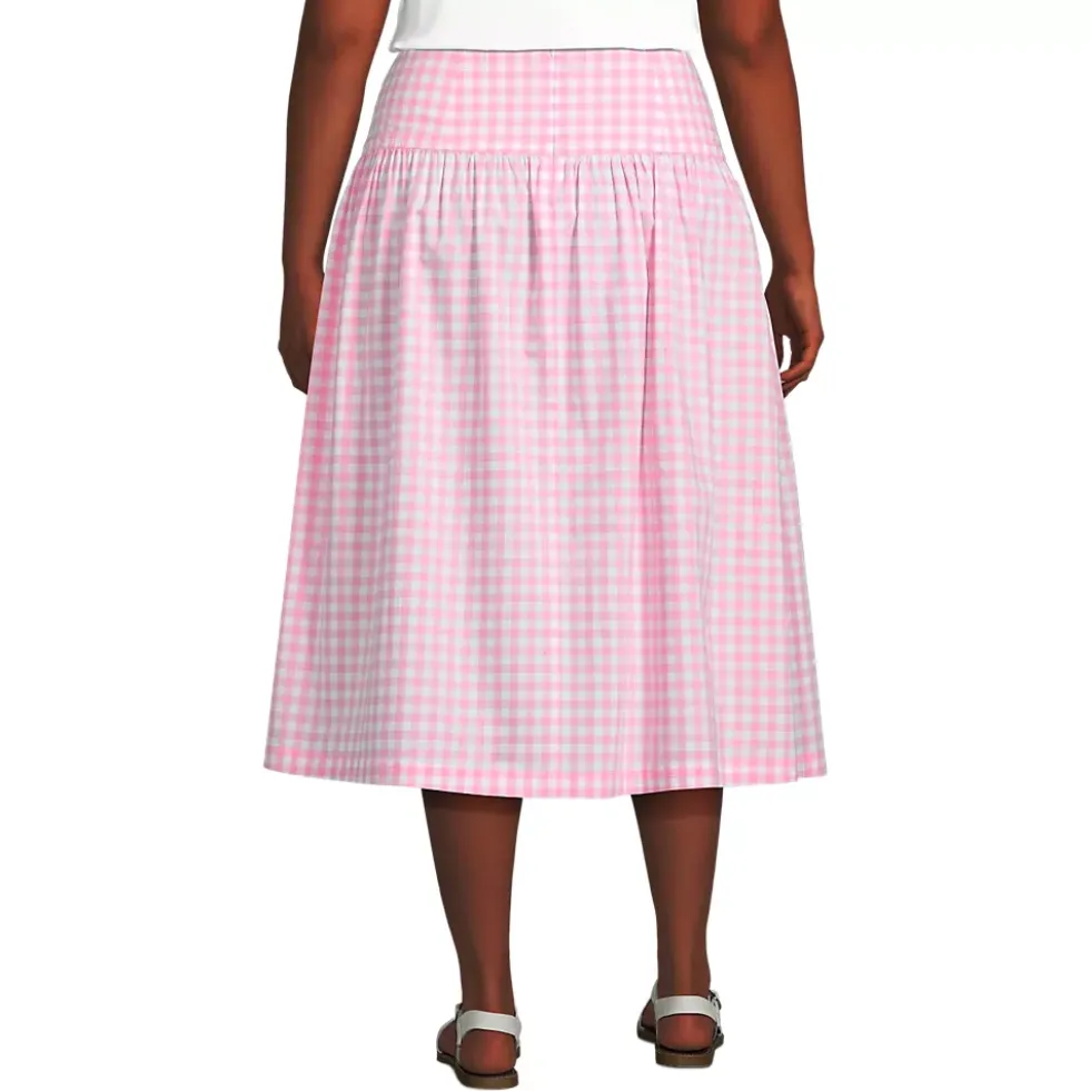 Women's Poplin Drop Waist Midi Skirt - Set Bottom