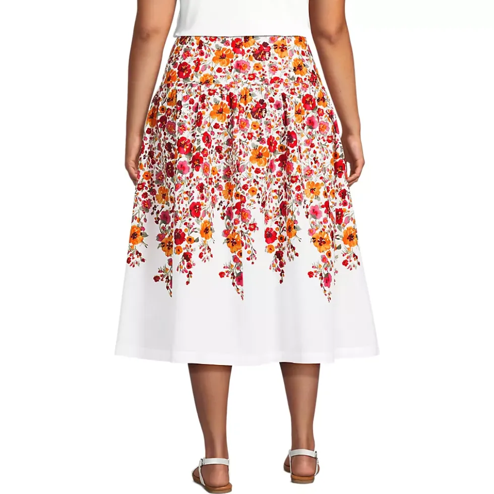 Women's Poplin Drop Waist Midi Skirt - Set Bottom