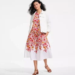 Women's Poplin Drop Waist Midi Skirt - Set Bottom