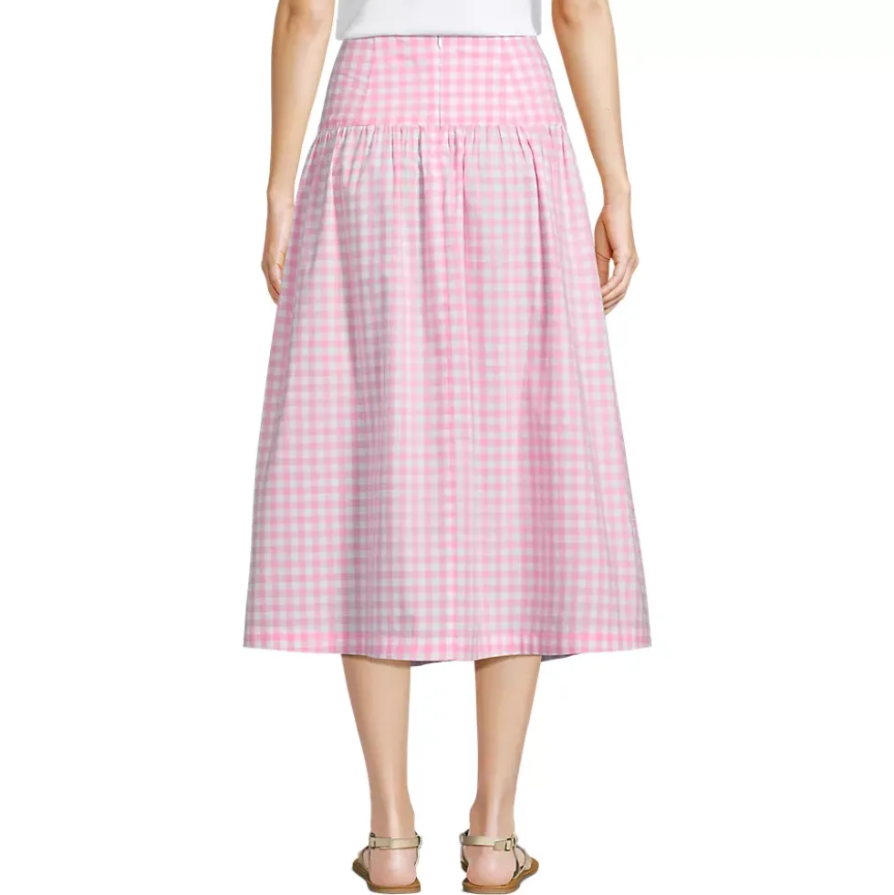 Women's Poplin Drop Waist Midi Skirt - Set Bottom