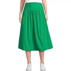 Women's Poplin Drop Waist Midi Skirt - Set Bottom