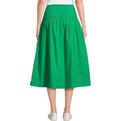 Women's Poplin Drop Waist Midi Skirt - Set Bottom
