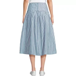 Women's Poplin Drop Waist Midi Skirt - Set Bottom